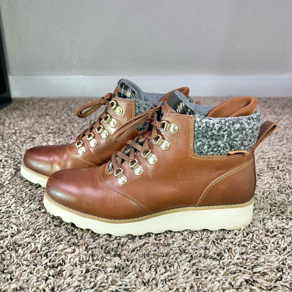 Cole Haan Nantucket Womens Size 7 B Brown Leather Waterproof Ankle Boots Shoes